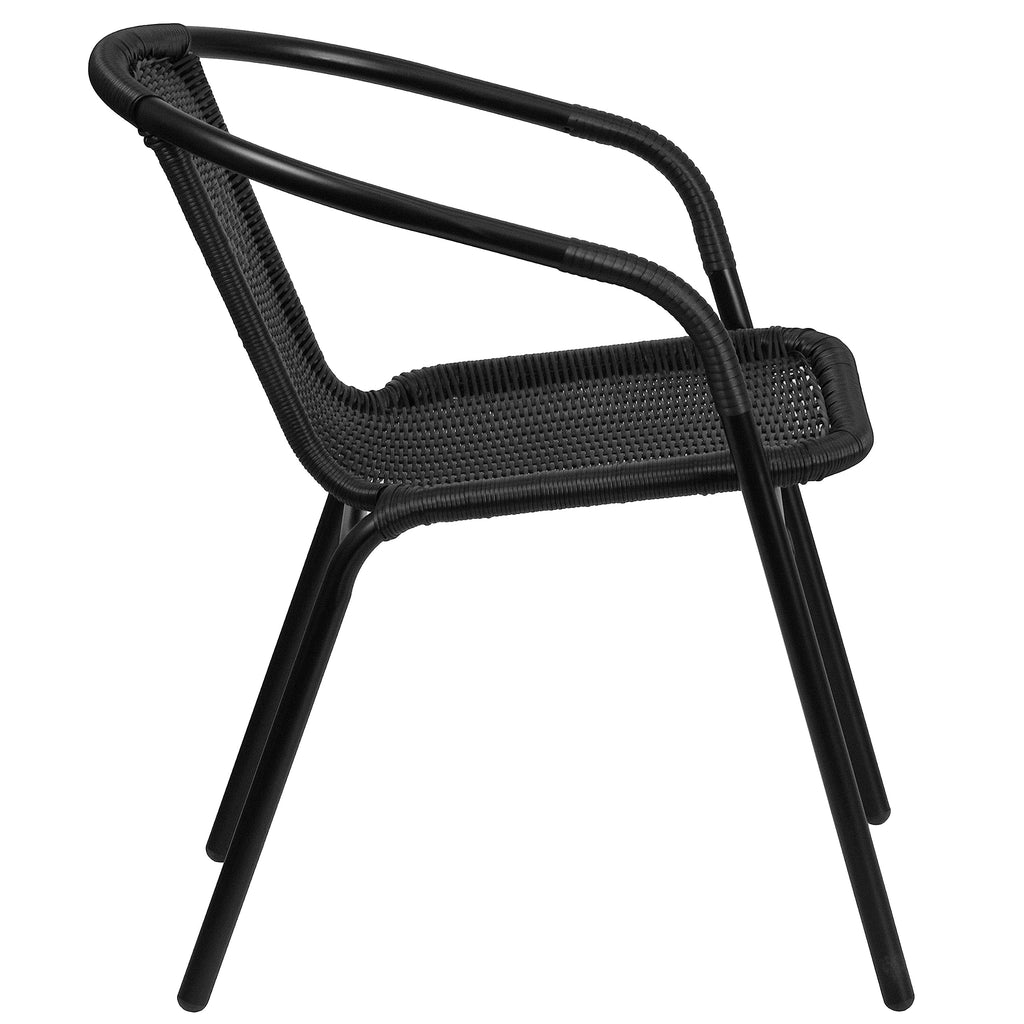 Black Rattan Stackable Dining Chairs Set of 4 E869377