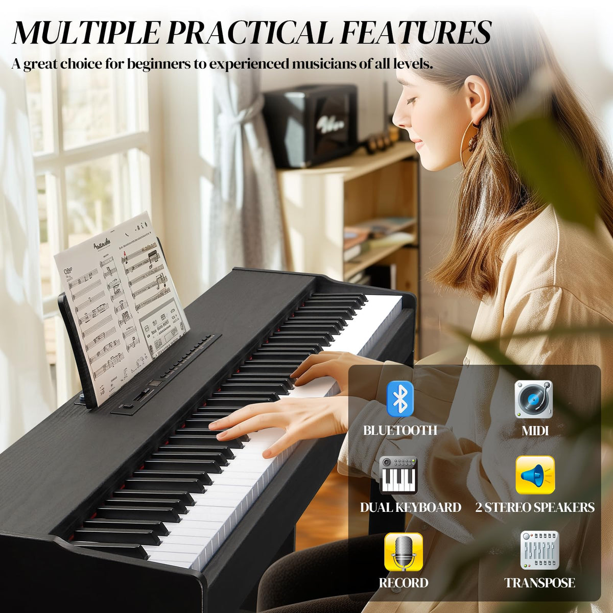 88 Key Fully Weighted Action Upright Piano Q748026