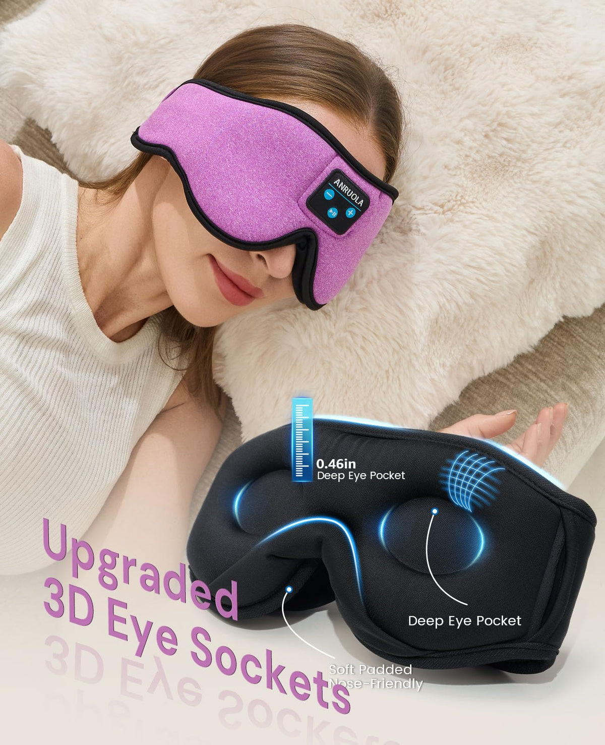 Bluetooth Sleep Mask with Blackout Eye Mask H657