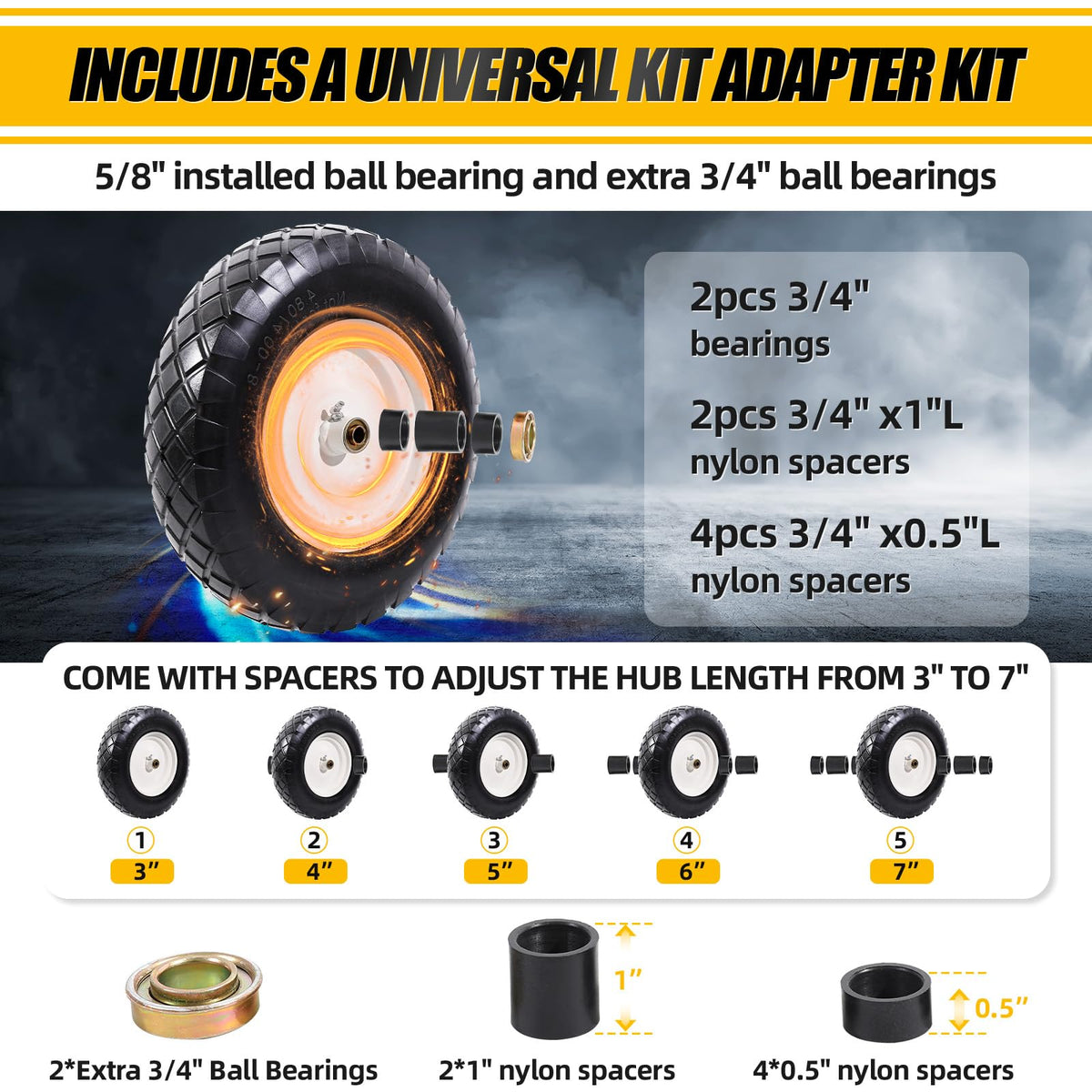 4.80/4.00-8" Flat Free Wheelbarrow Tire and Wheel A899