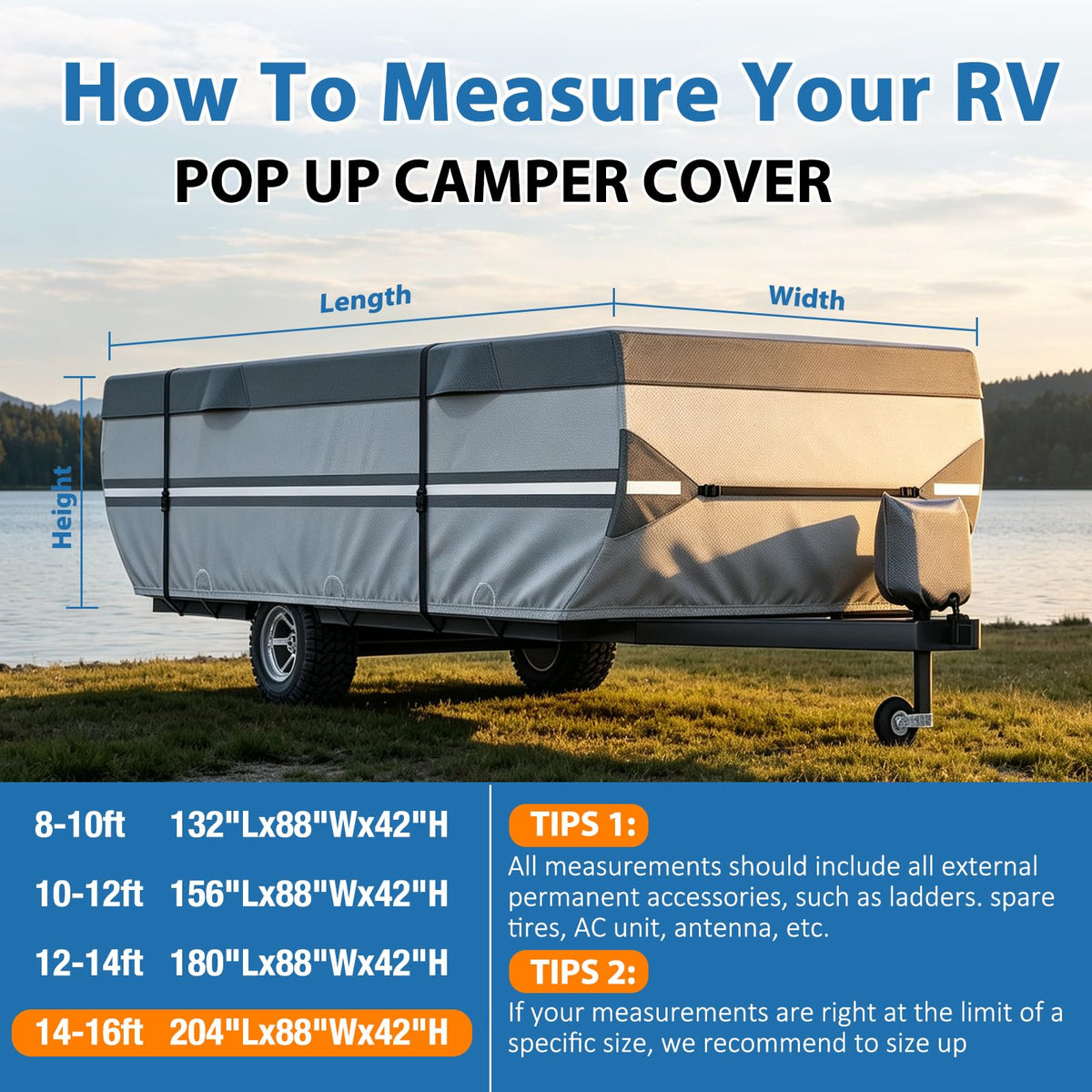 14-16ft Pop Up Folding Camper Cover N6957