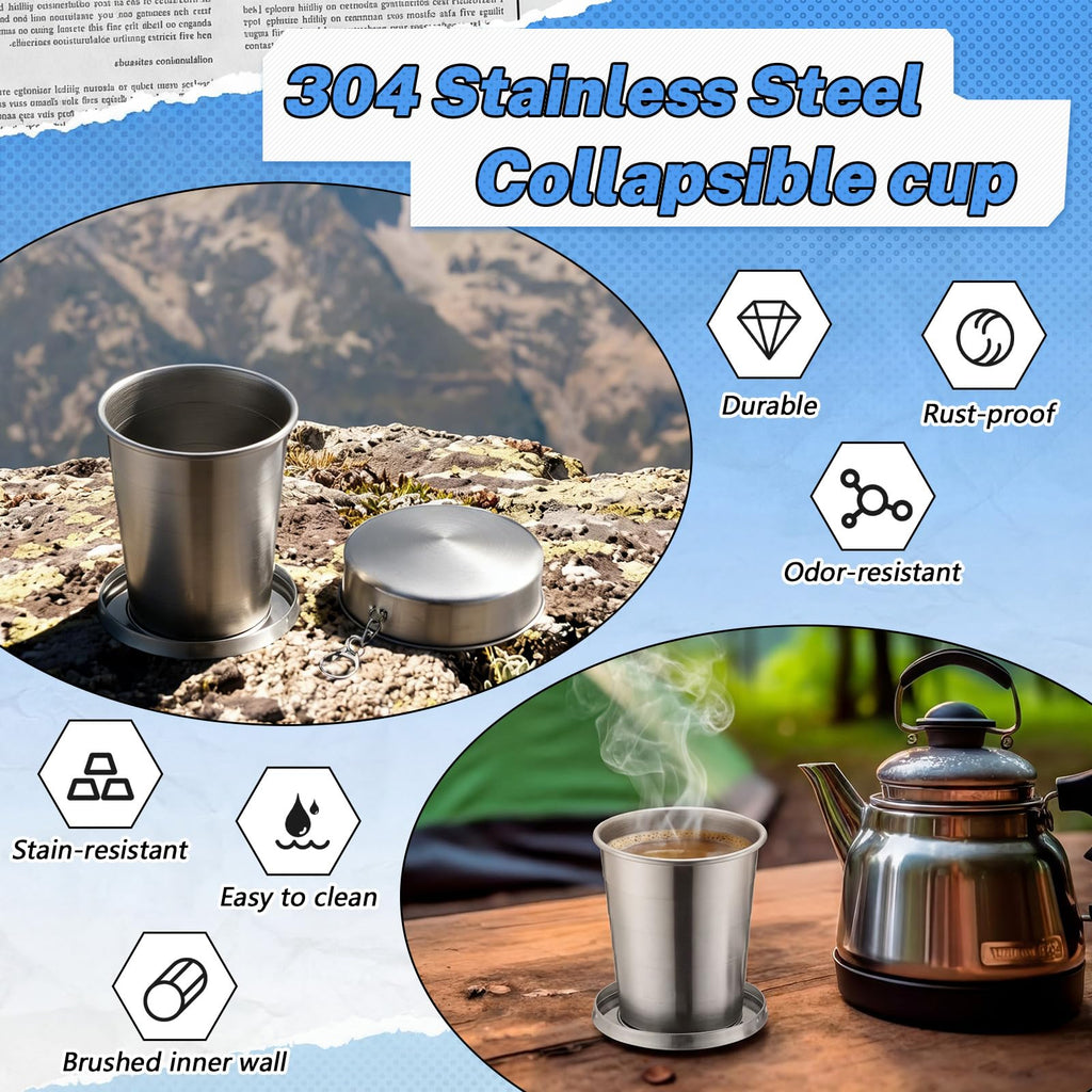 2 Pack 304 Stainless Steel Collapsible Cup 16 oz B12632