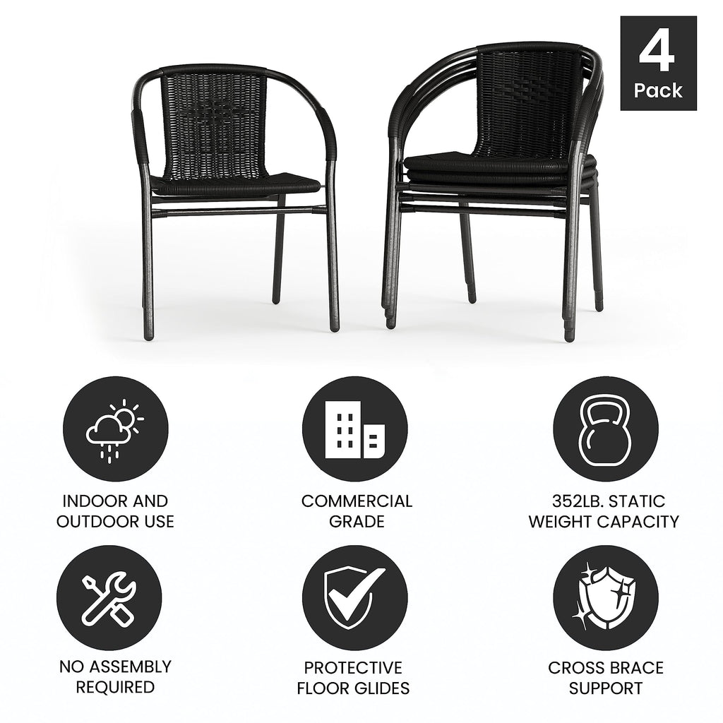 Black Rattan Stackable Dining Chairs Set of 4 E869377