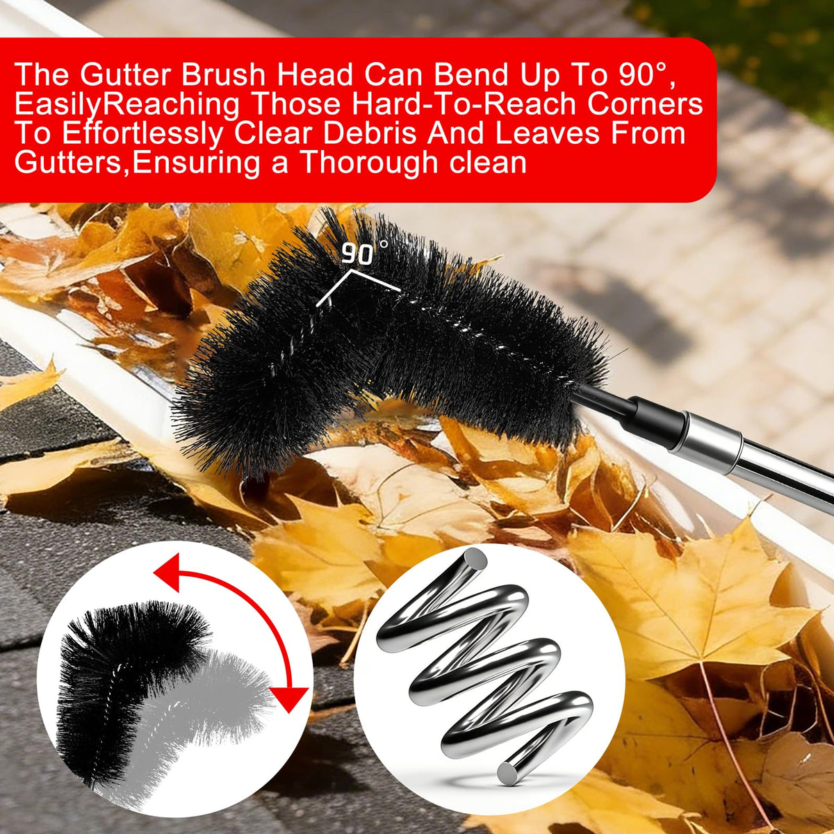 12.7FT Long Adjustable Gutter Cleaner & Brush U33582