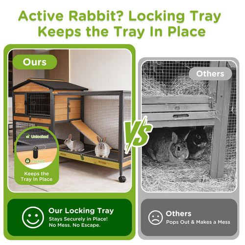 2-Story Rabbit Hutch with Metal Frame and 6 Locking Casters F14202