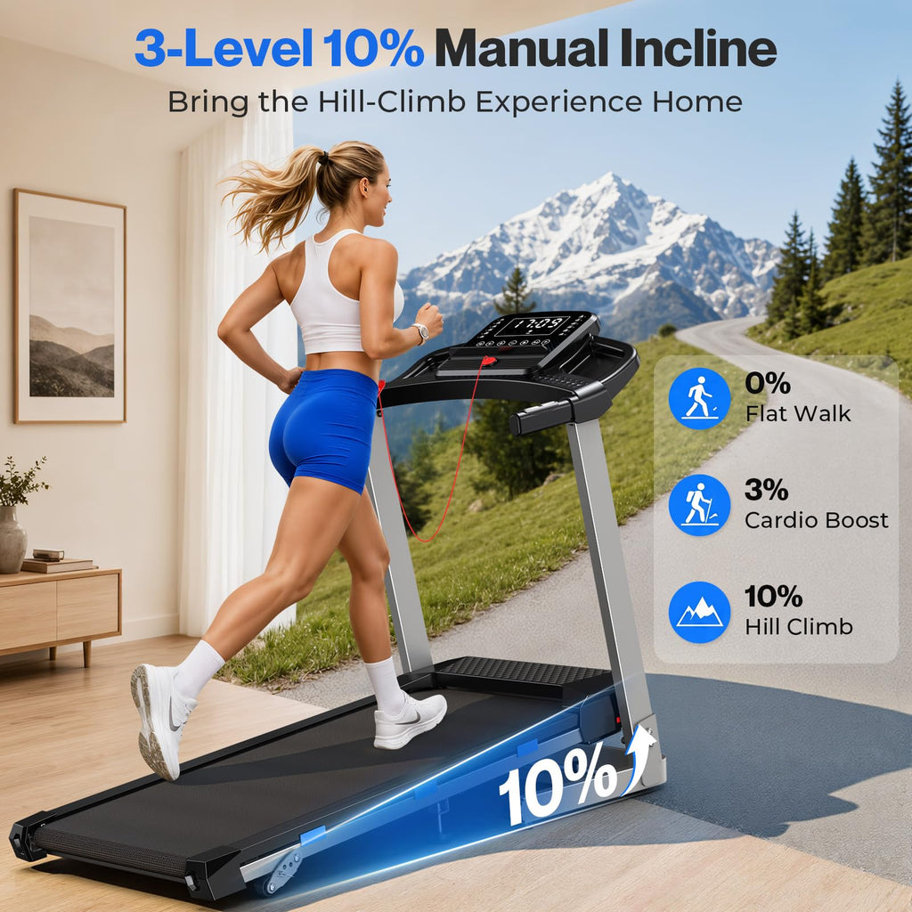 Foldable Treadmill with 10% Incline 400 LBS Capacity G53399