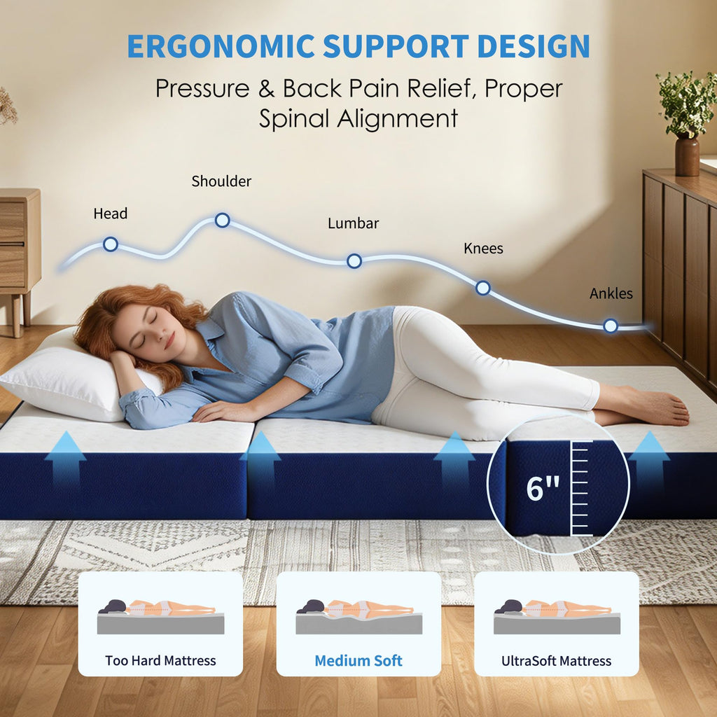 Queen 6 Inch Foldable Gel Memory Foam Mattress R715