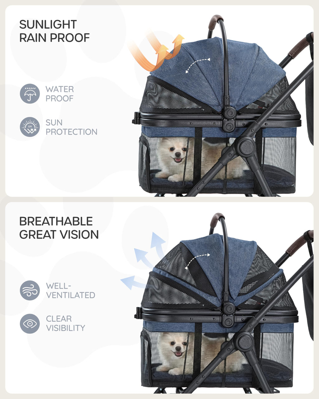 Foldable Pet Stroller with Detachable Carrier I43825