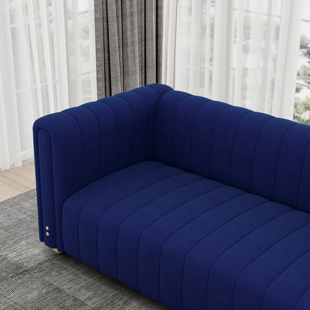 Blue Tufted Velvet Sofa with Metal Legs C185766