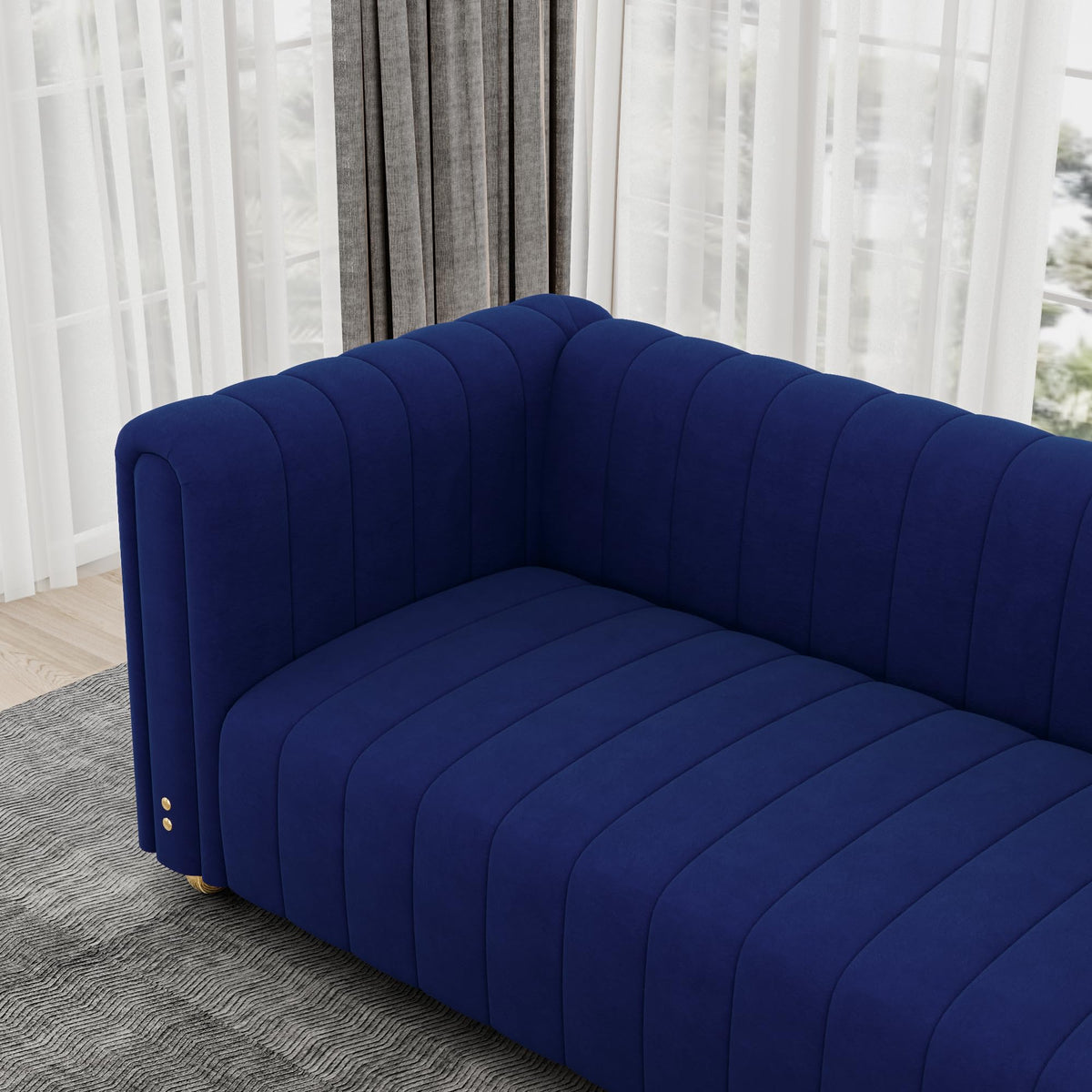 Blue Tufted Velvet Sofa with Metal Legs C185766