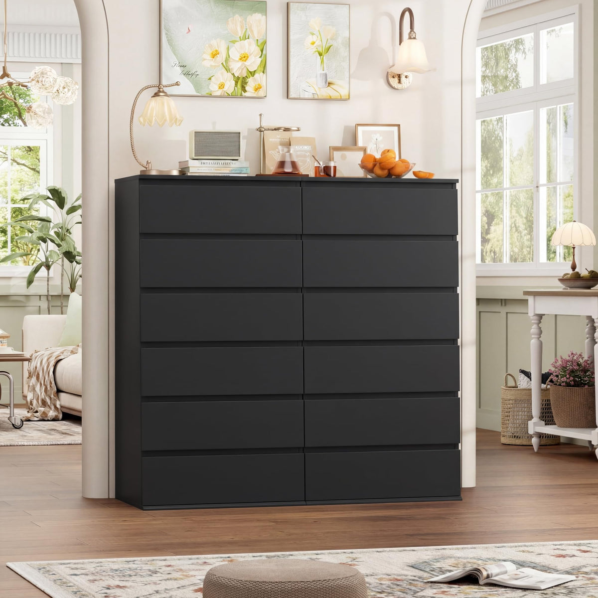 Black 6 Drawer Dresser U875
