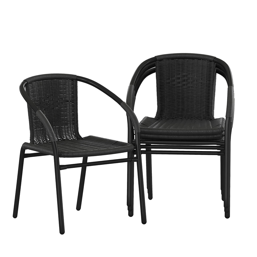 Black Rattan Stackable Dining Chairs Set of 4 E869377