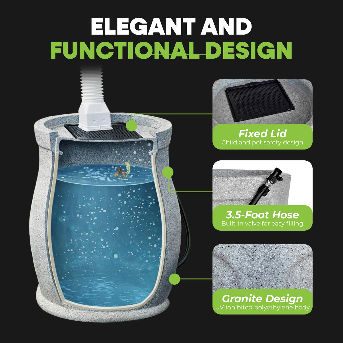 45 Gallon Light Granite Rain Barrel N8999