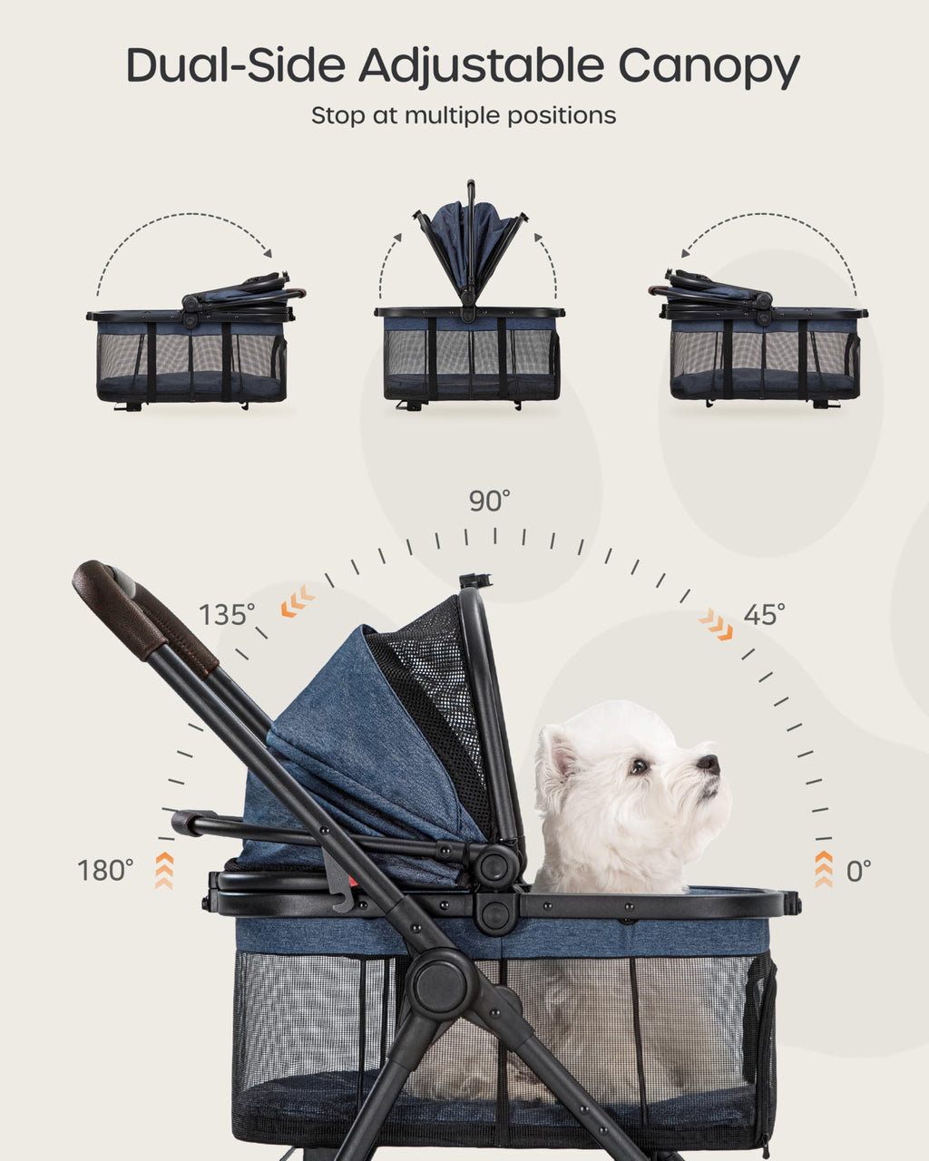 Foldable Pet Stroller with Detachable Carrier I43825