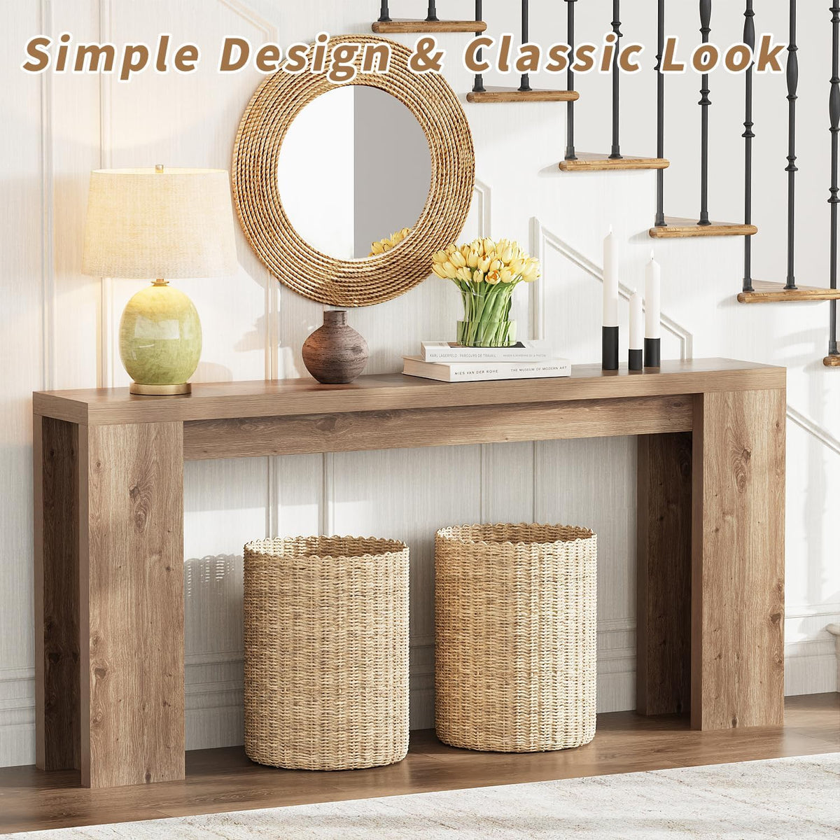 70.9" Extra Long Brown Console Table U314