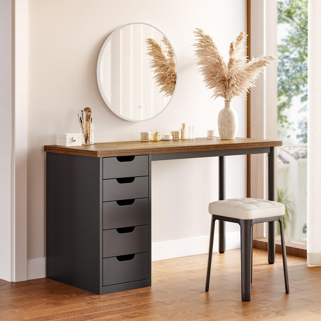 47 Inch Computer Desk with 5 Drawers Metal Frame H23132