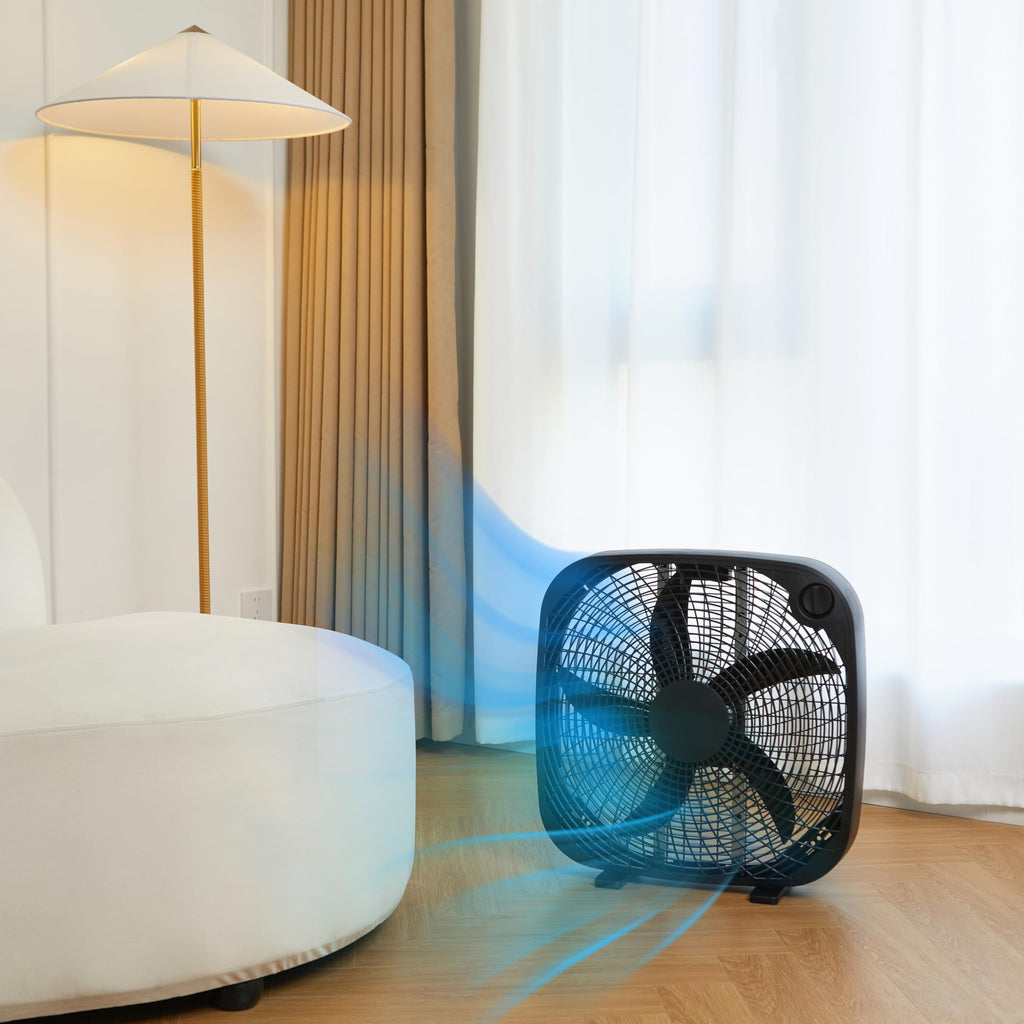 Black 20-Inch 3-Speed Box Fan with Carry Handle Y743228