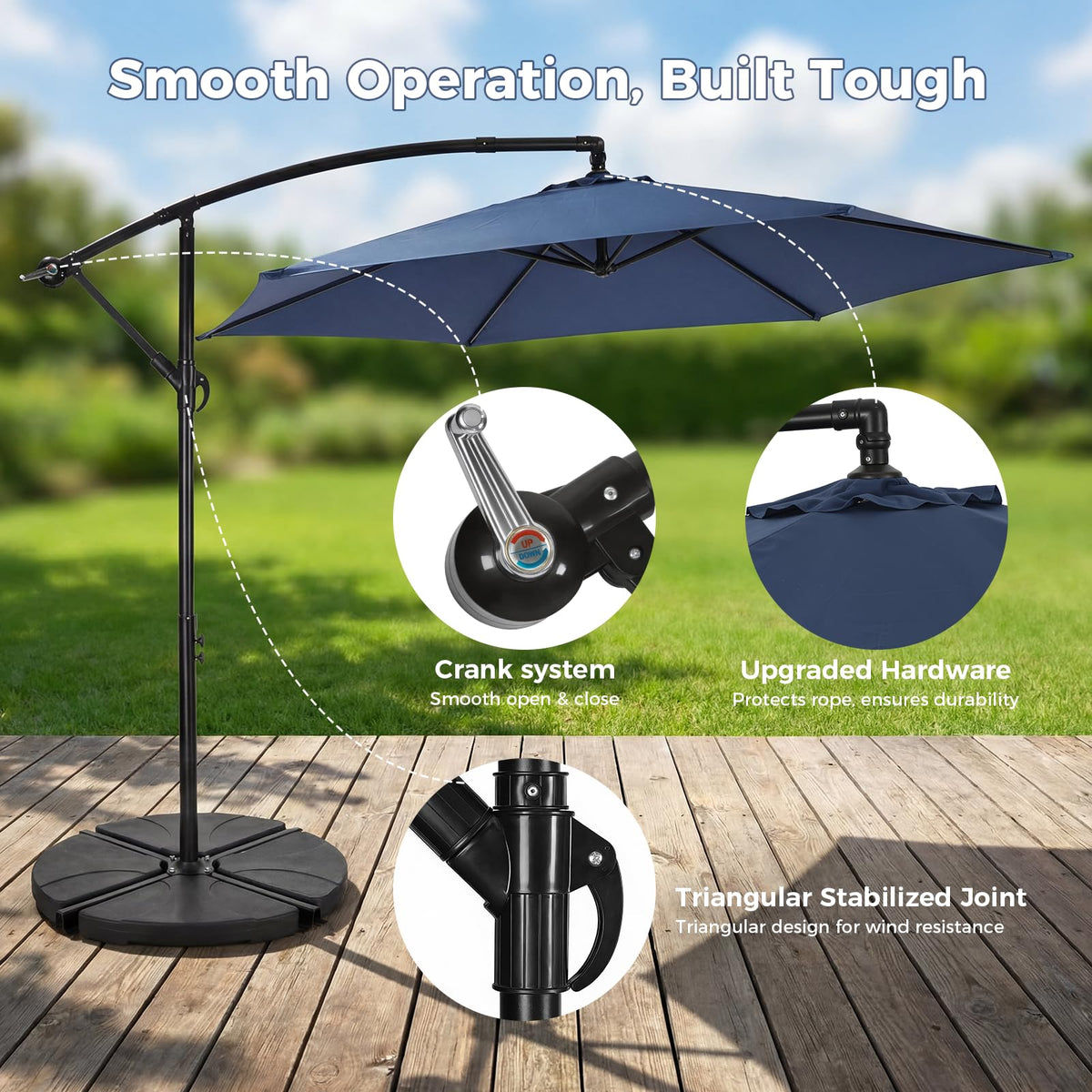 Offset Cantilever Patio Umbrella with Tilt and Crank A131099