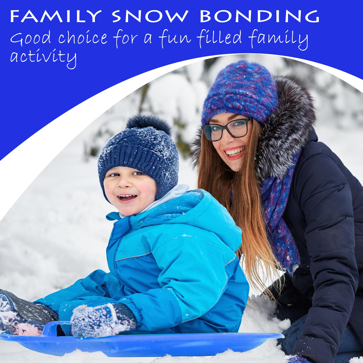 Heavy-Duty Cold Resistant Plastic Snow Sled with Handles D3710