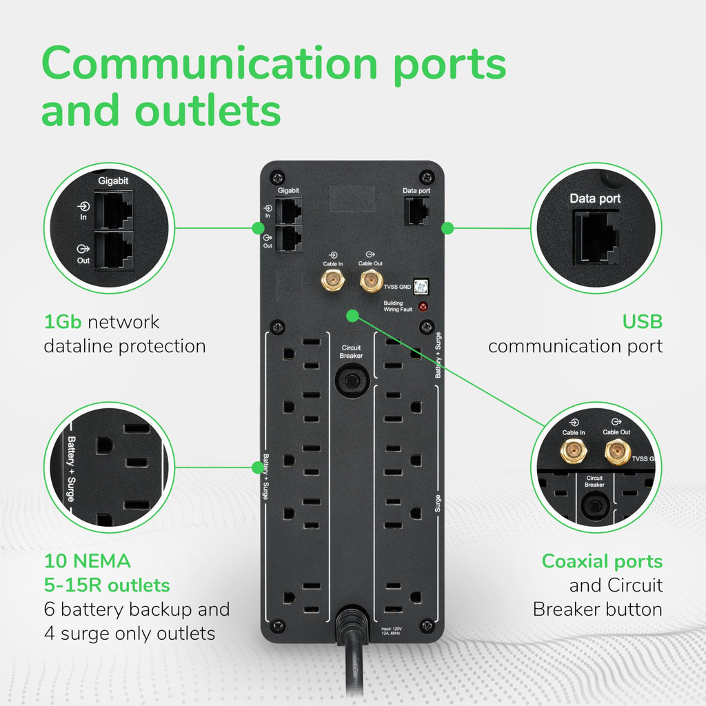 1500VA UPS Battery Backup & Surge Protector with AVR W26978