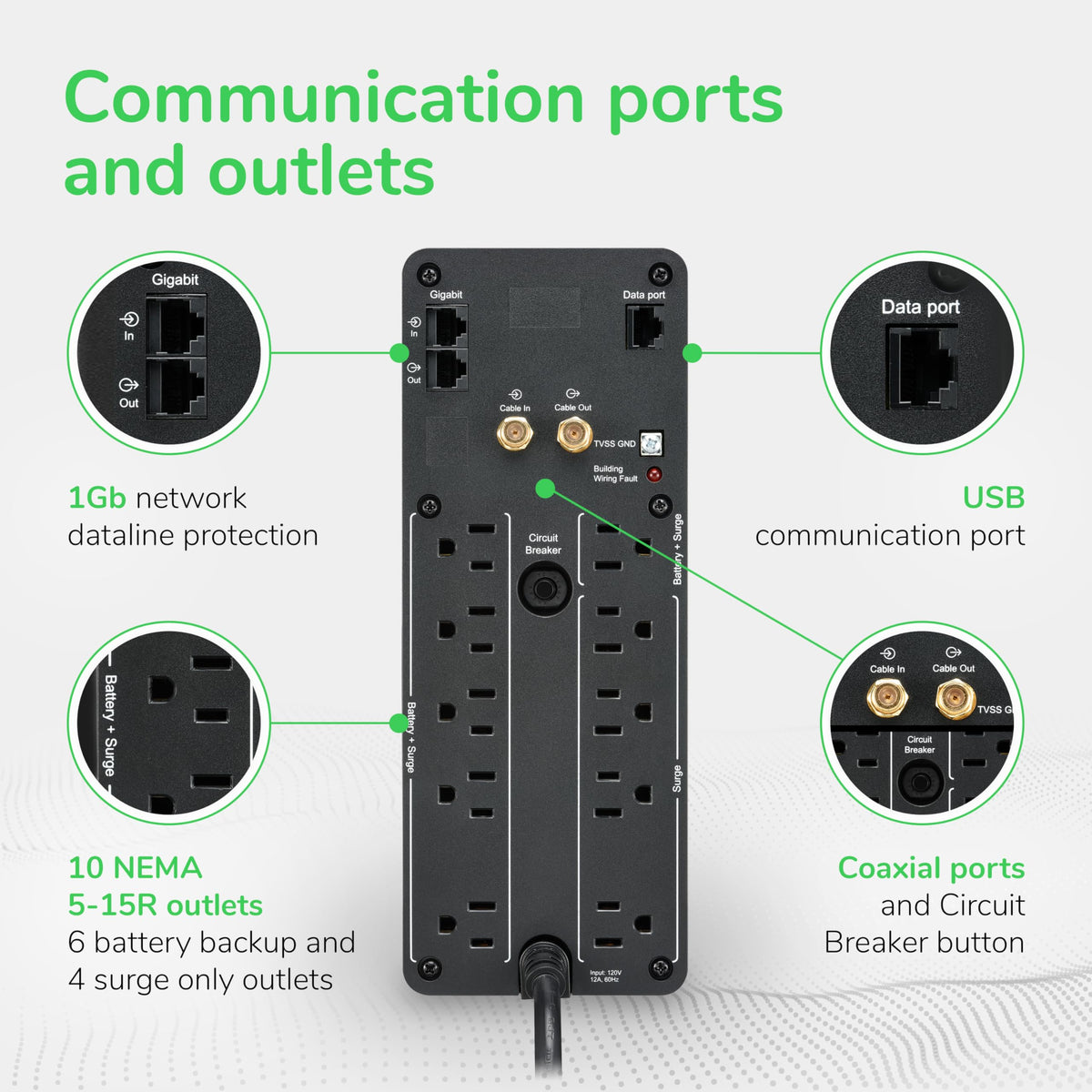 1500VA UPS Battery Backup & Surge Protector with AVR W26978