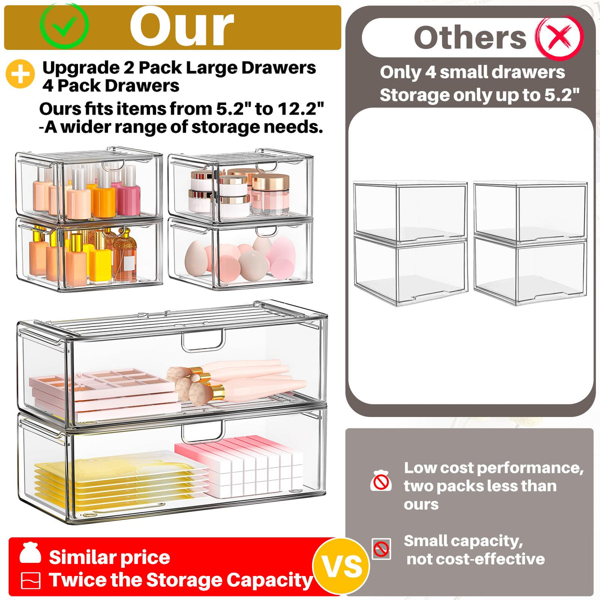 Acrylic Stackable Storage Drawers 6-Pack H3826