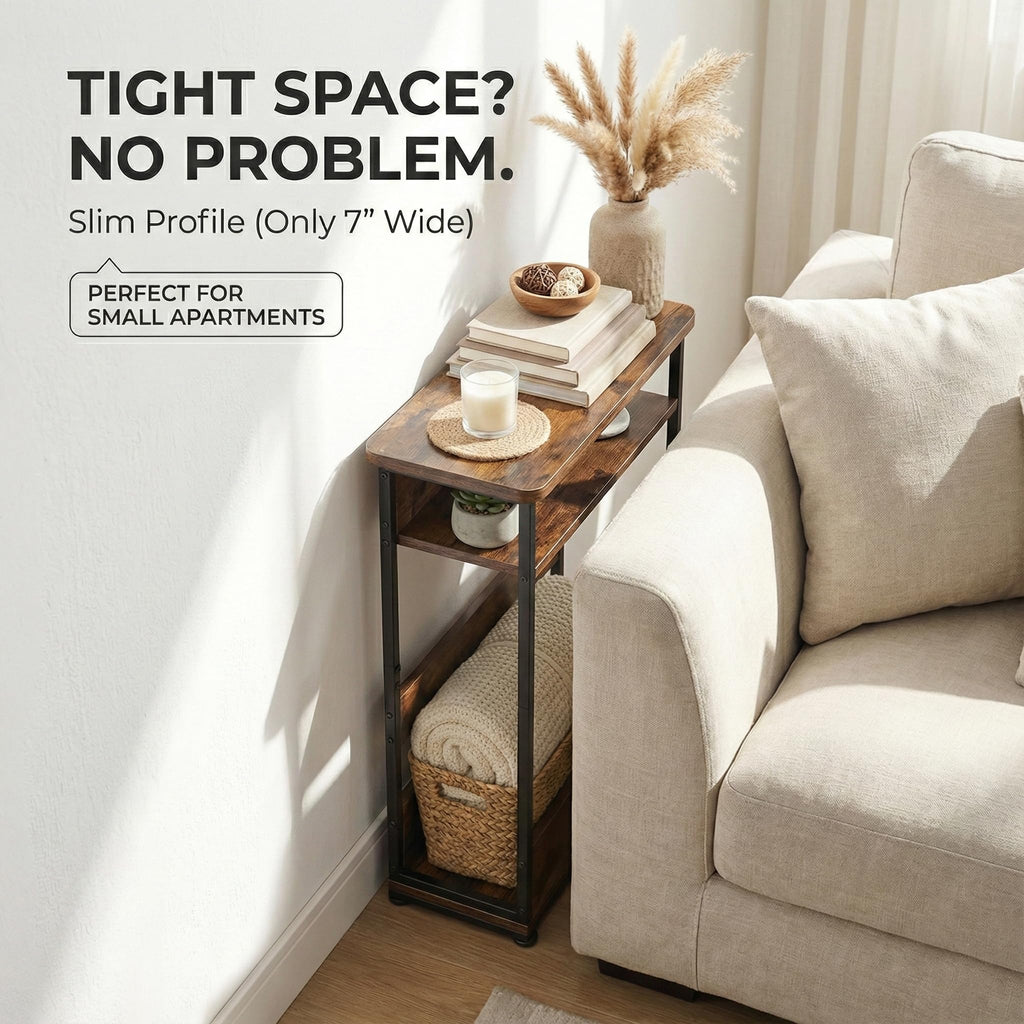 3-Tier Narrow Side Table with Storage Shelf Q270