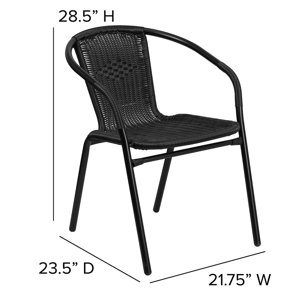 Black Rattan Stackable Dining Chairs Set of 4 E869377