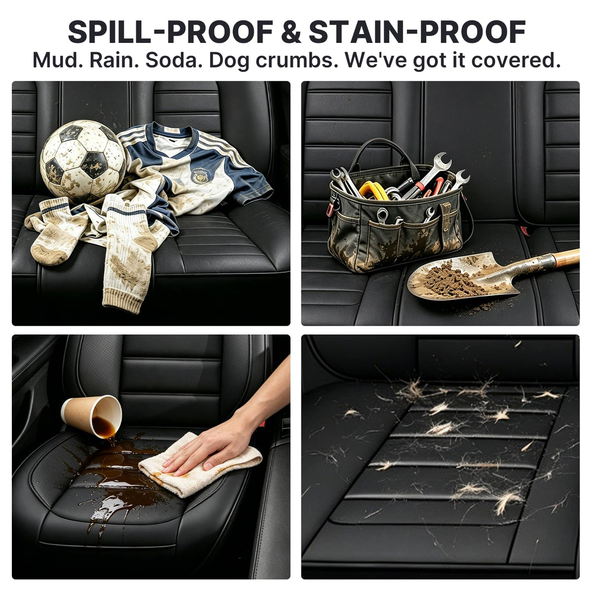 Waterproof Leather Car Seat Covers Set of 5 O915981