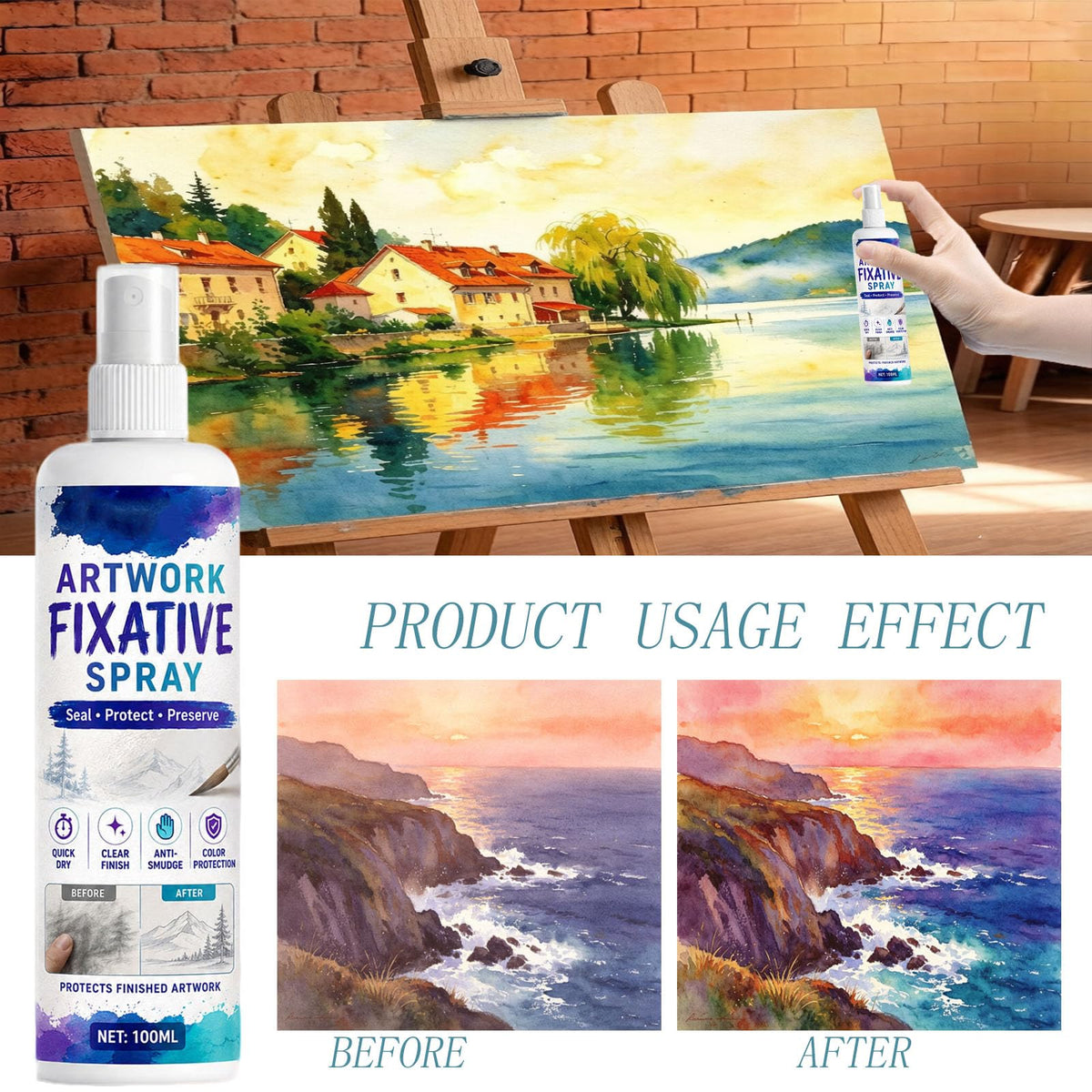 Quick-Dry Smudge-Proof Clear Matte Fixative Spray (7PCS) S812