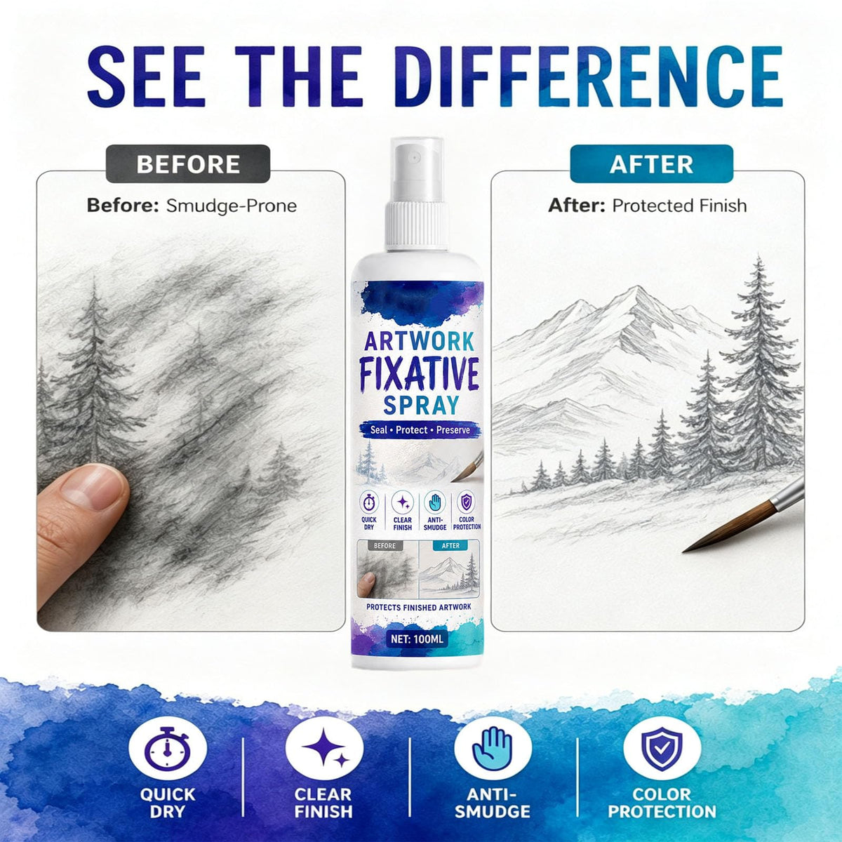 Quick-Dry Smudge-Proof Clear Matte Fixative Spray (7PCS) S812