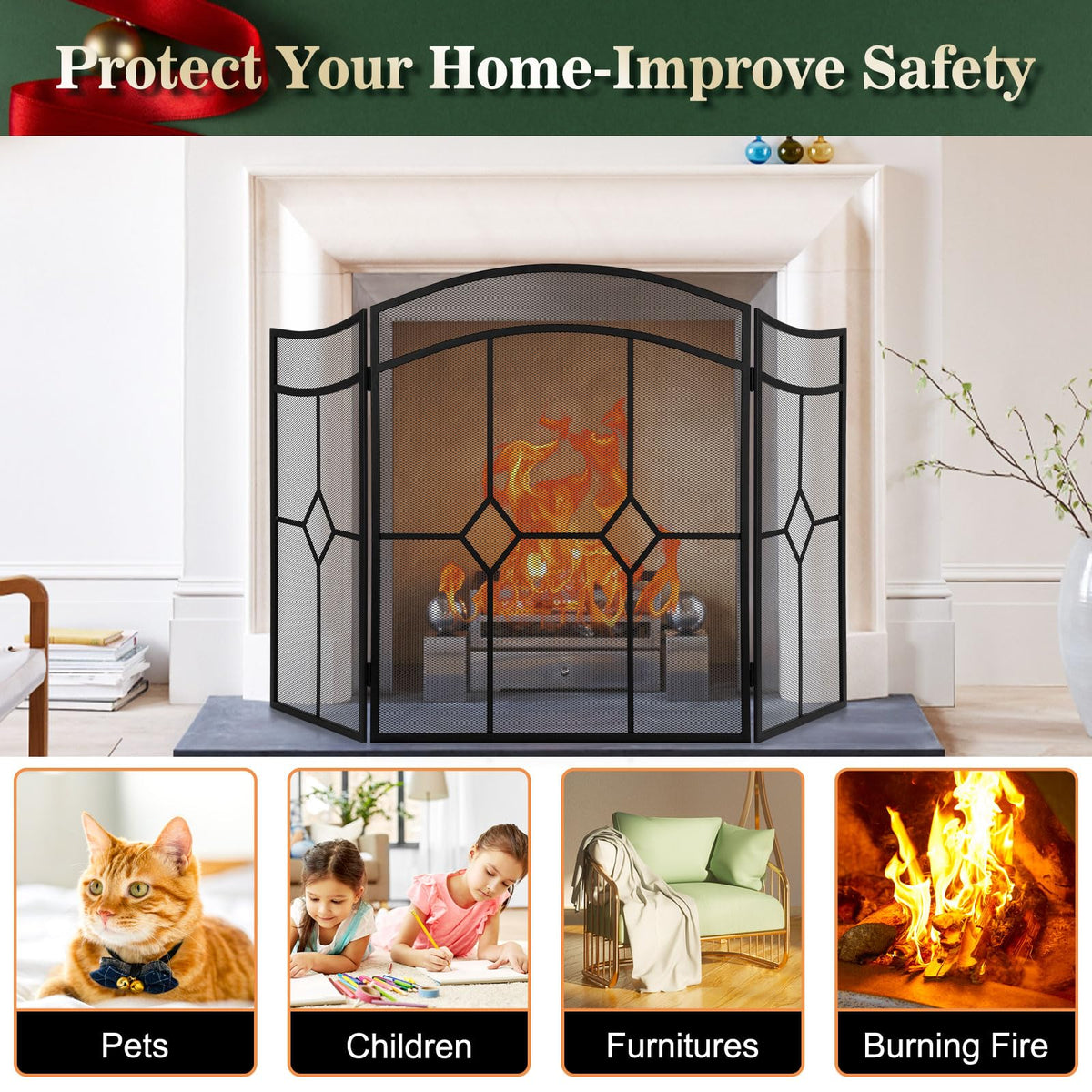 Fireplace Screen 3 Panel 48" x 30" C7044
