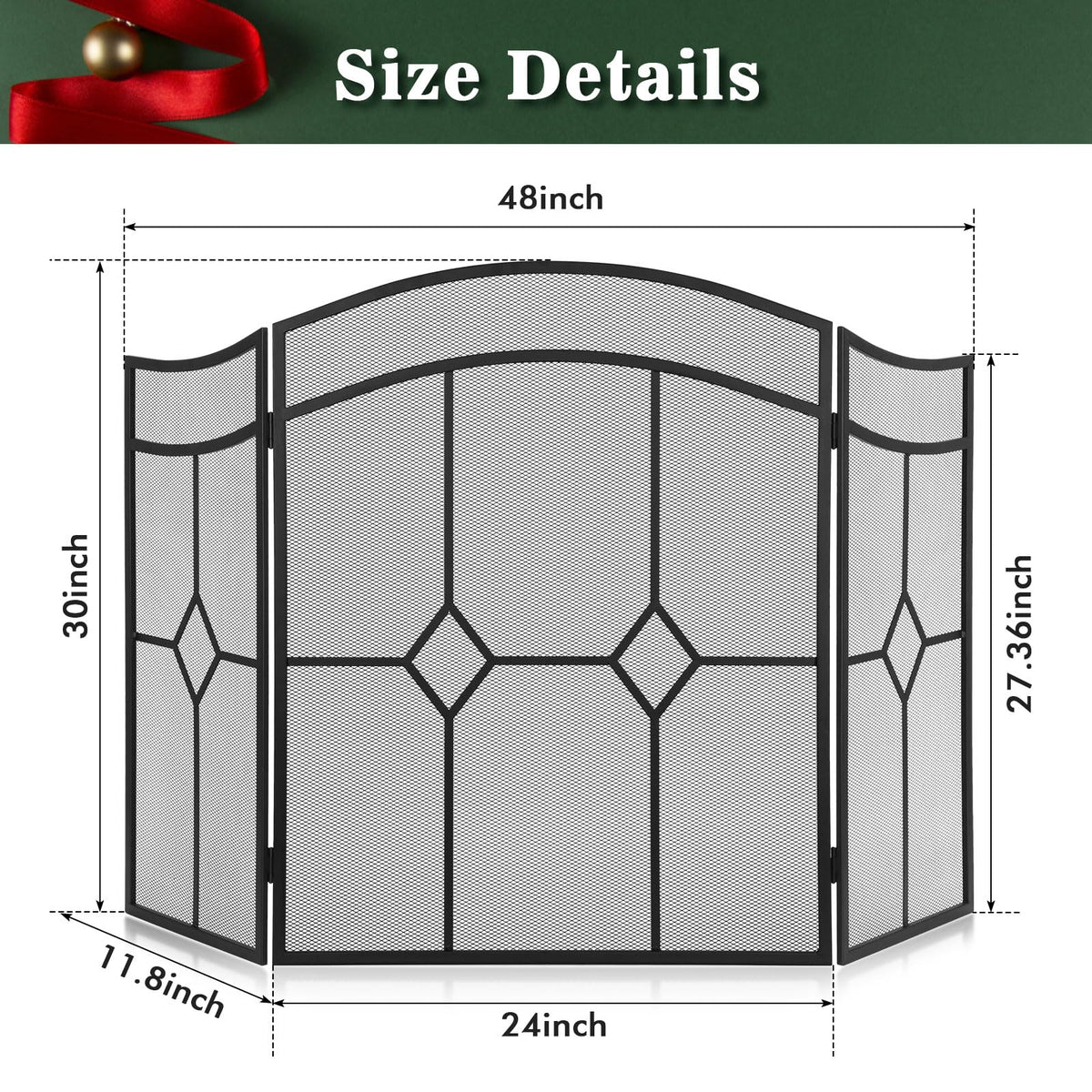Fireplace Screen 3 Panel 48" x 30" C7044