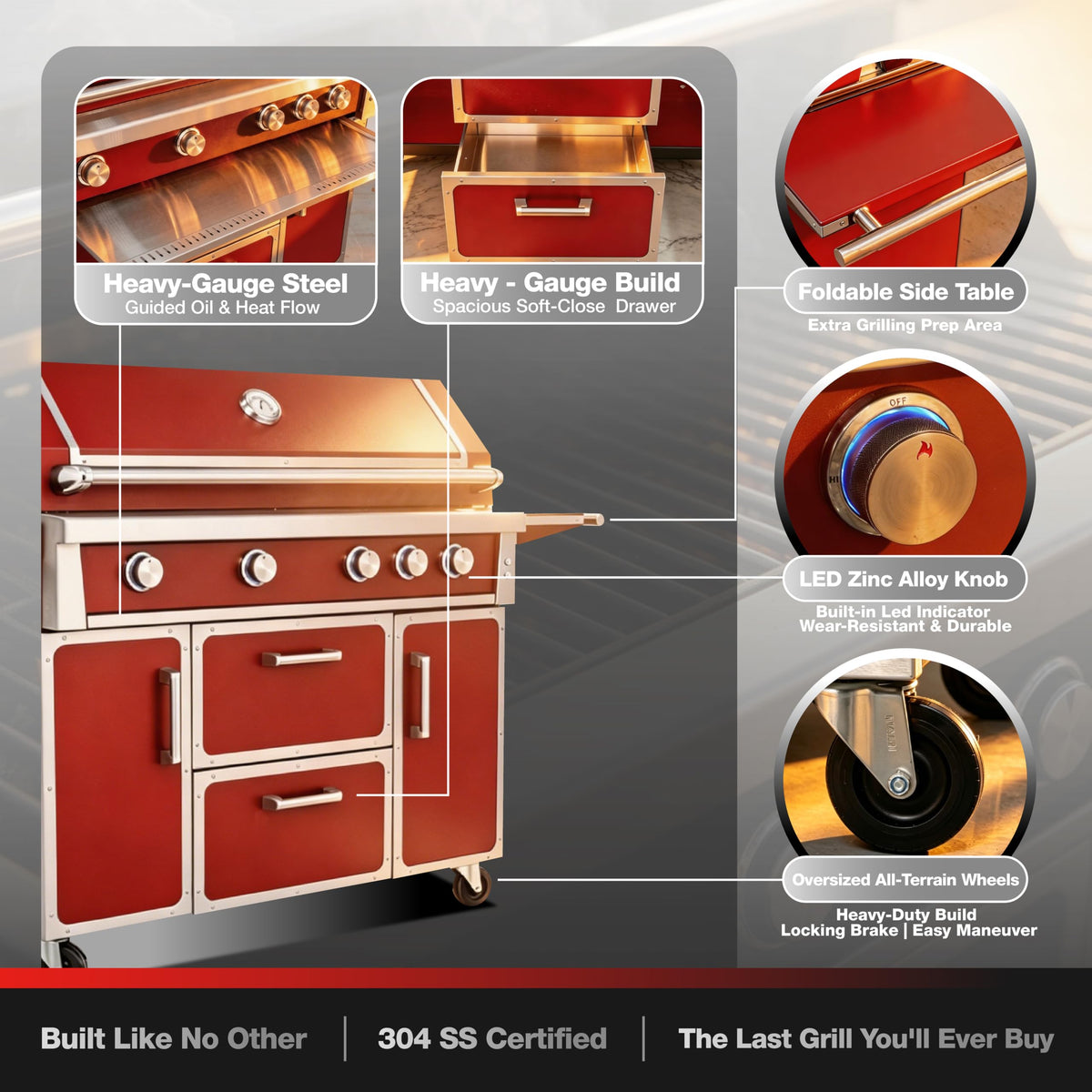 49" 304 Stainless Steel Gas Grill 4 Burner 99,000 BTU B612632