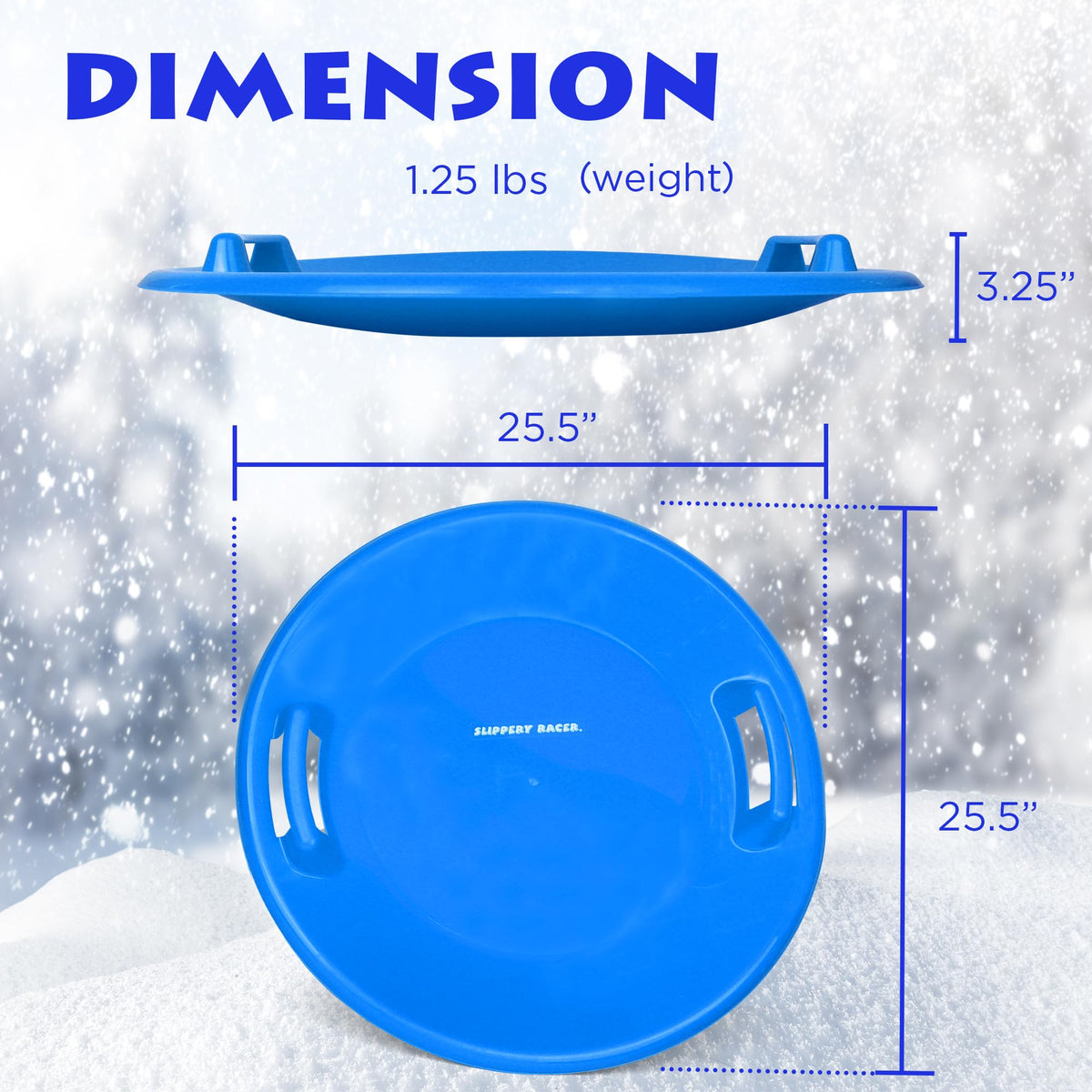 Heavy-Duty Cold Resistant Plastic Snow Sled with Handles D3710