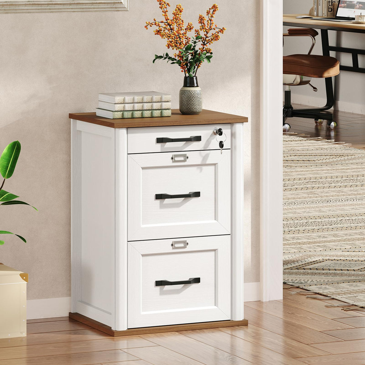 3 Drawer File Cabinet with Lock Set of 2 V101