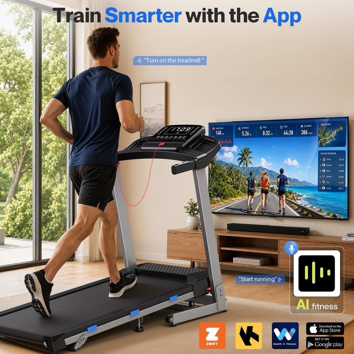 Foldable Treadmill with 10% Incline 400 LBS Capacity G53399