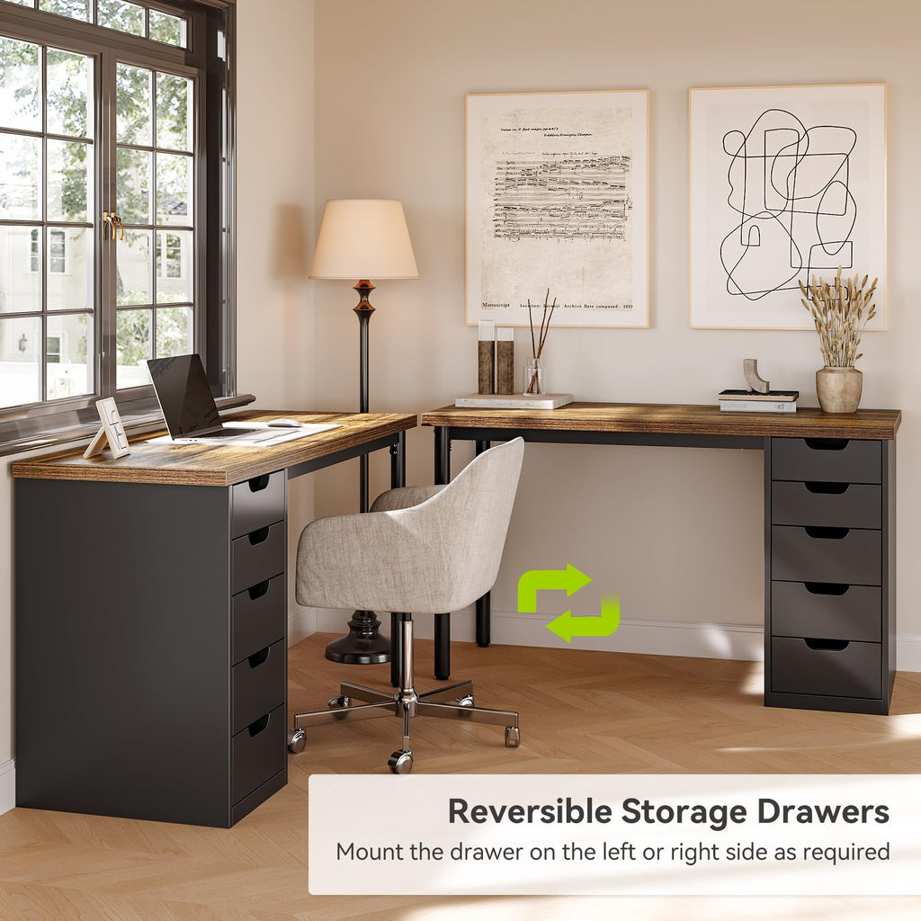 47 Inch Computer Desk with 5 Drawers Metal Frame H23132