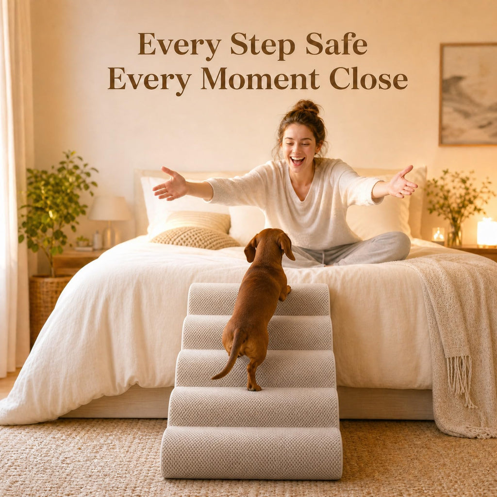Dog Ramp, Pet Ramp, Dog Stairs, Non-Slip Ladder, 5-Step, Gray X96100