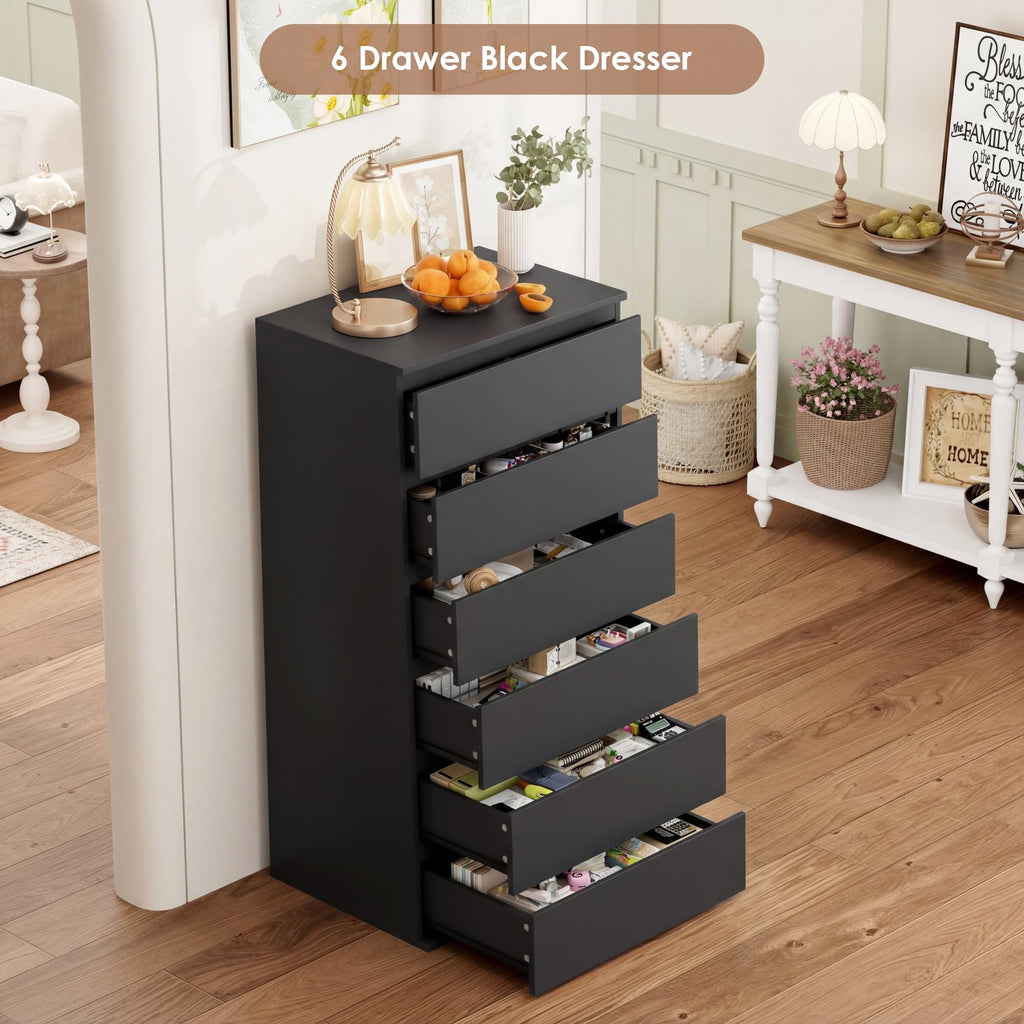 Black 6 Drawer Dresser U875