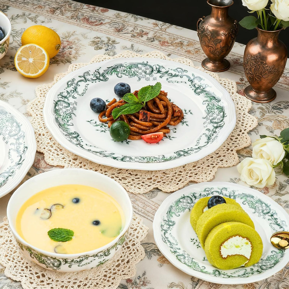 12-Piece Scalloped Edge Ceramic Dinnerware Set H3102