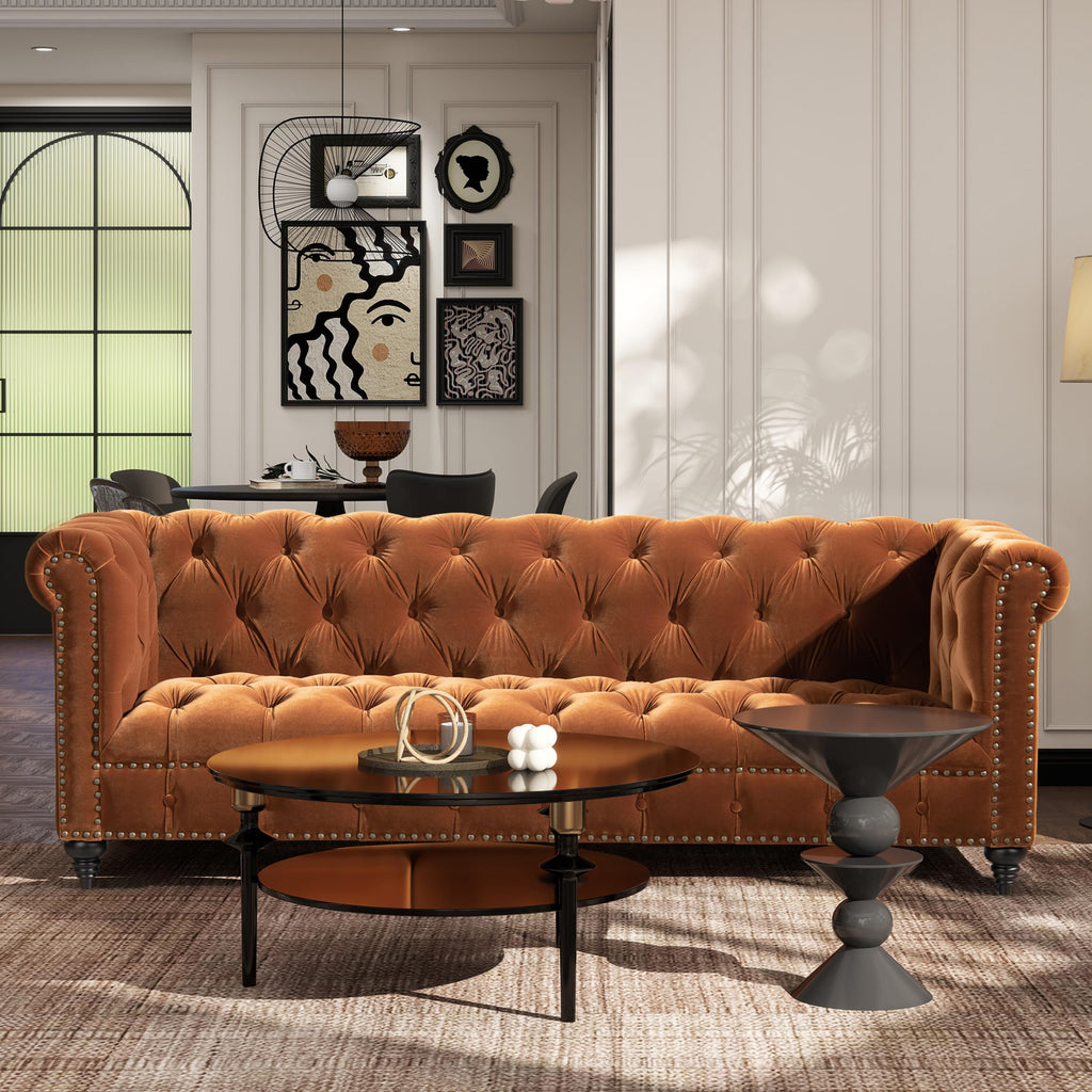 Burnt Orange Performance Velvet Sofa B878