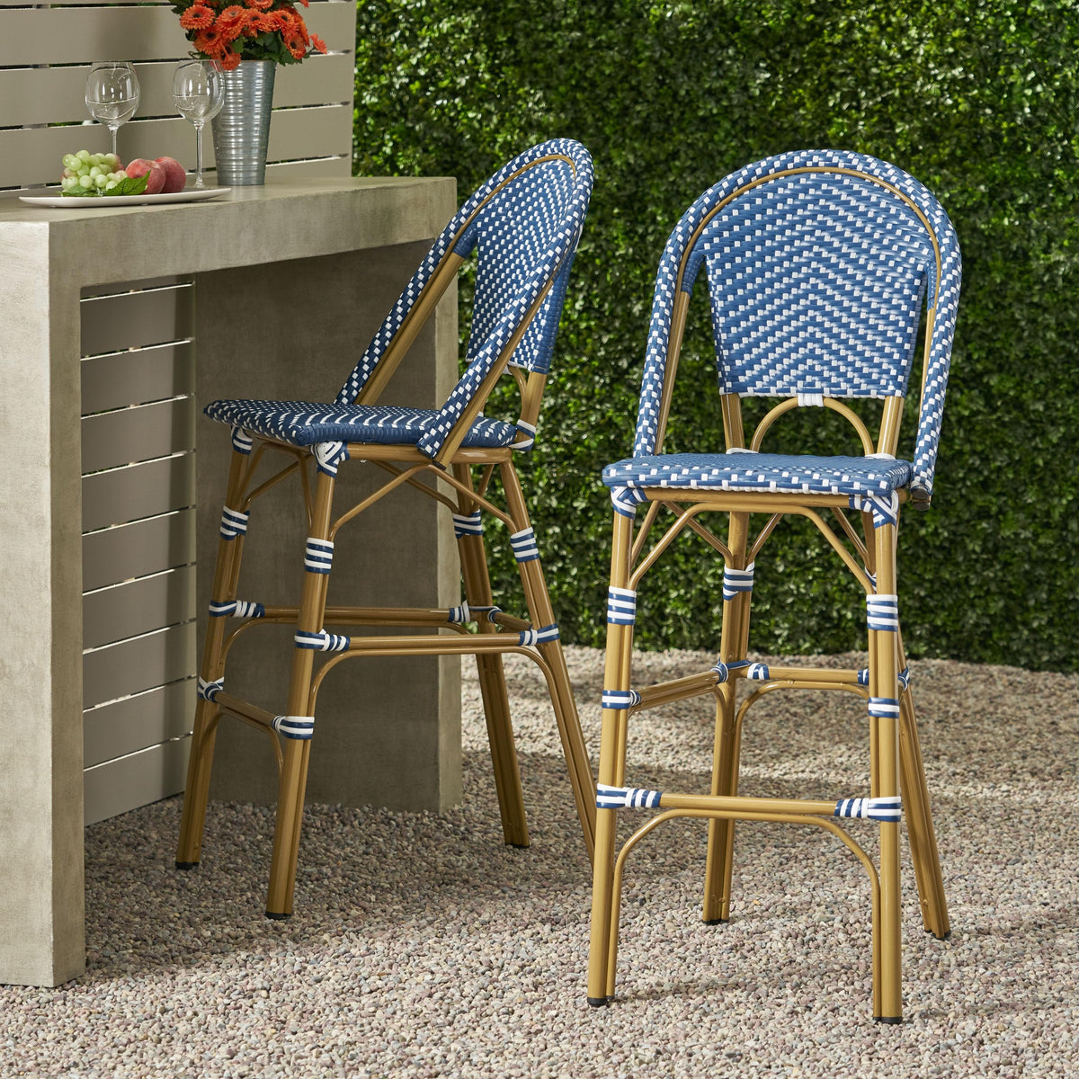 29.5" PE Rattan Bar Stool Set of 2 Q5866