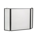 Metal Fireplace Screen 3 Panel Black W4706