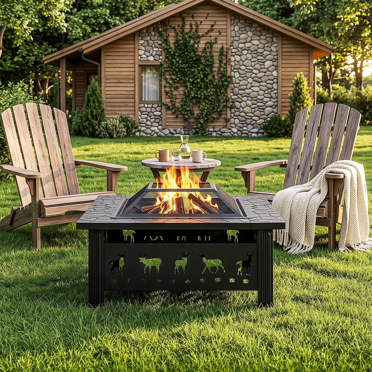 32 Inch Square Outdoor Fire Pit Table Q32707