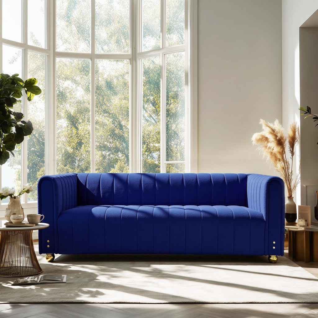 Blue Tufted Velvet Sofa with Metal Legs C185766