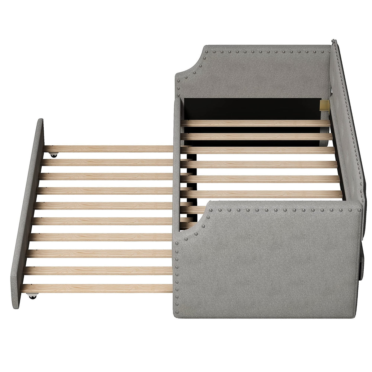 Twin Size Gray Linen Upholstered Daybed with Trundle G90171
