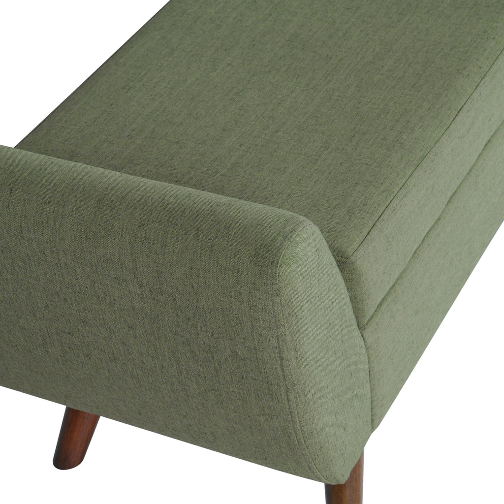 Olive Green Woven Storage Bench with Wood Legs M10149