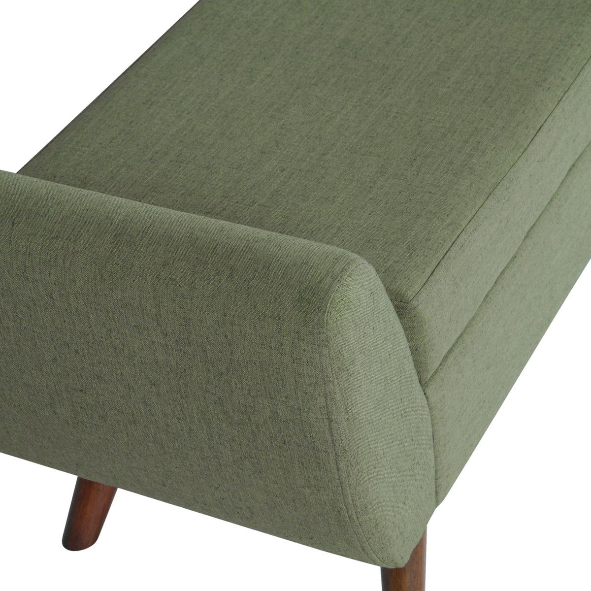Olive Green Woven Storage Bench with Wood Legs M10149