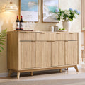 60" Natural Oak Storage Sideboard Cabinet with Drawers M92175